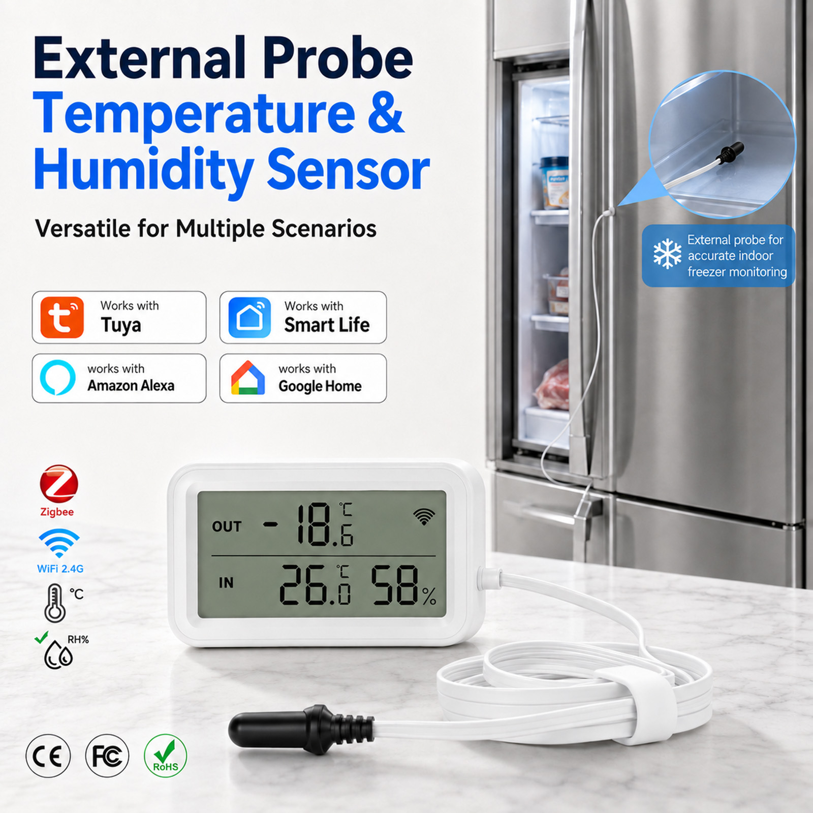 Wifi Thermostat - Harici Su Geçirmez Sıcaklık Nem Sensörü
