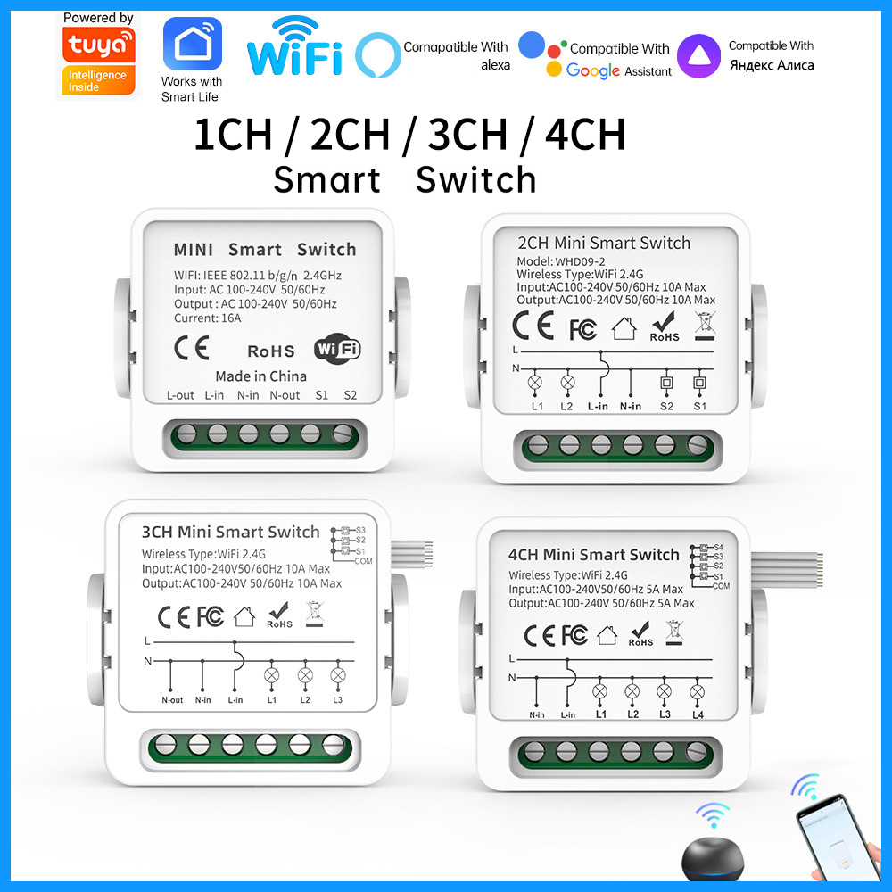 Smart Light Switch - Tuya WiFi Akıllı Anahtar 1/2/3/4 Düğmeli