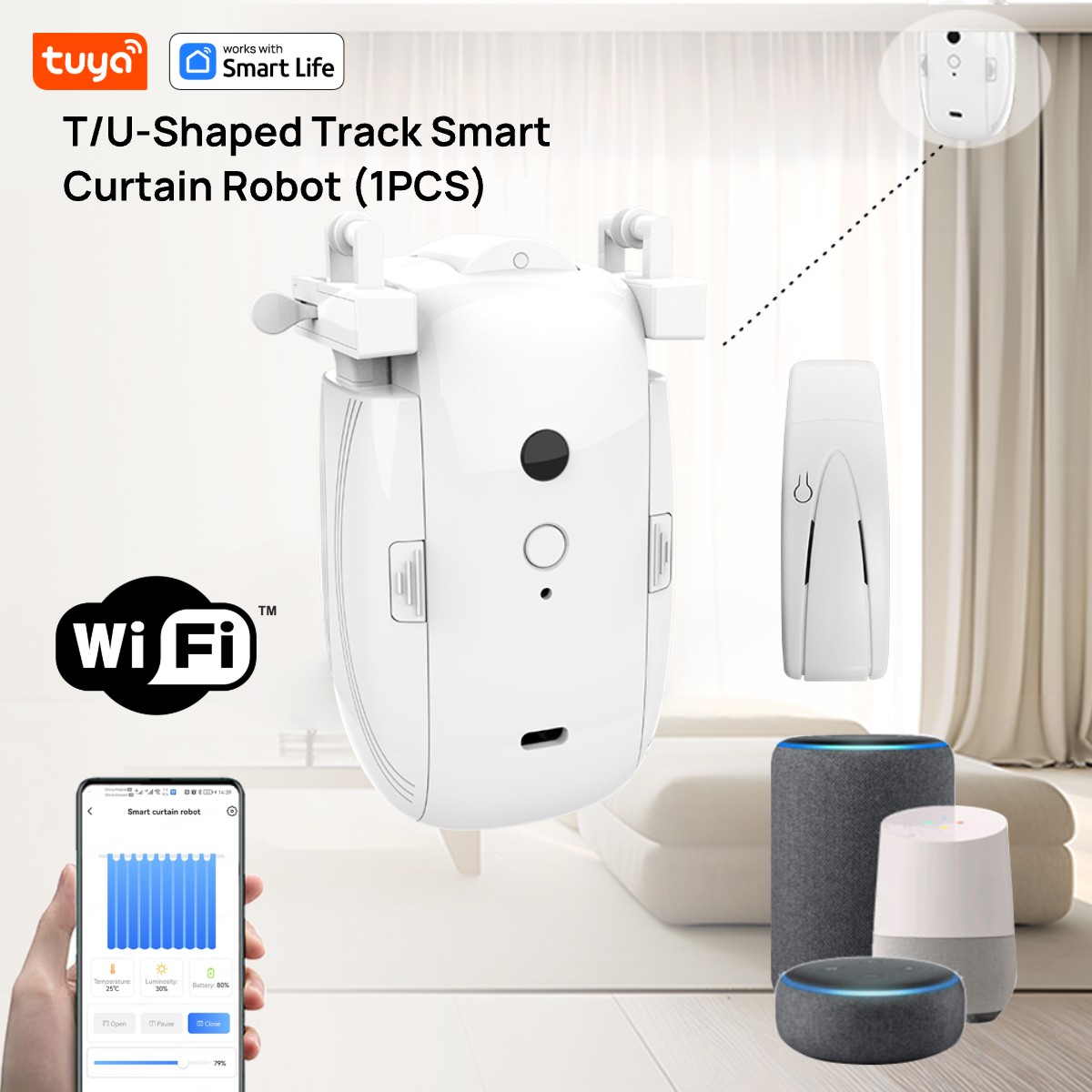 Smart Home Market - Tuya Akıllı WiFi Perde Robotu (Hub'lı