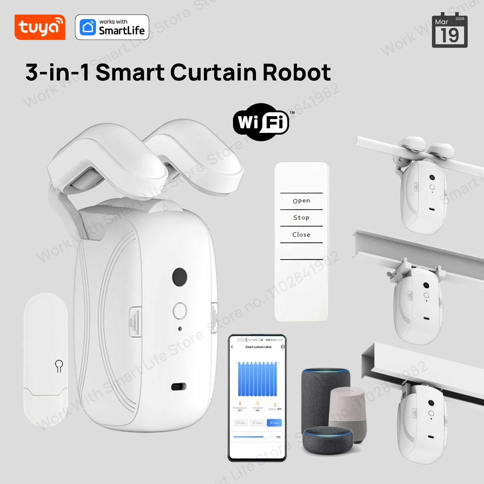 Smart Home Market - 1/2 ADET Tuya Akıllı WiFi Perde