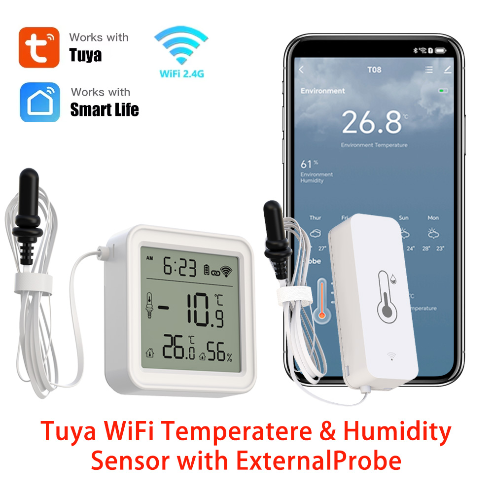 Wifi Thermostat - Uzaktan İzleme için Harici Problu Higrometreli