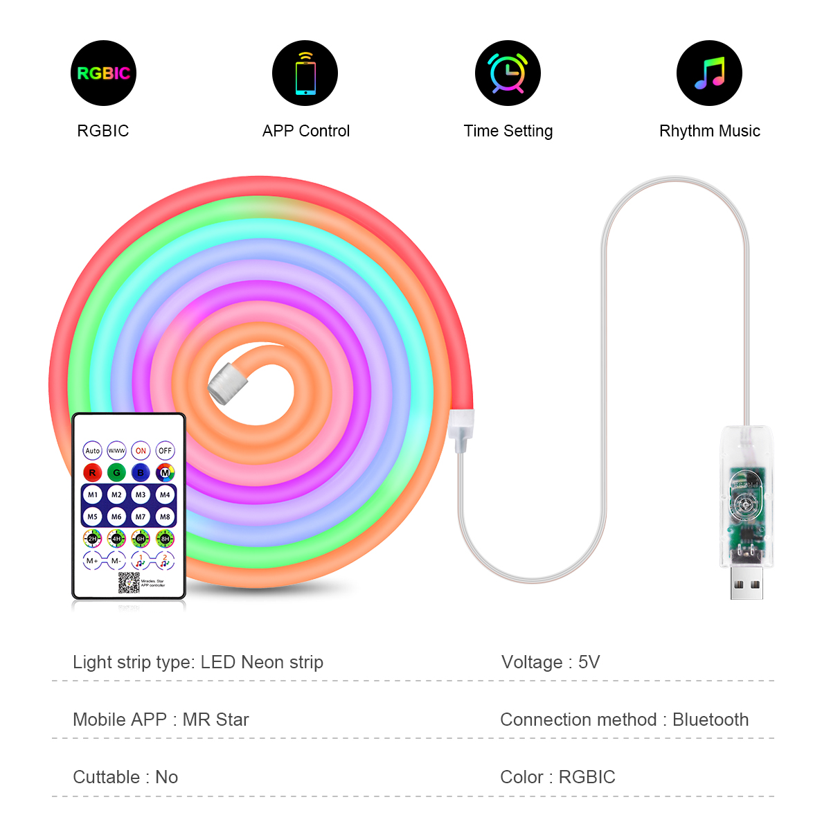 5V USB RGBIC Neon LED Şerit 1M - Smart Home Poster incelemesi ve fiyatı